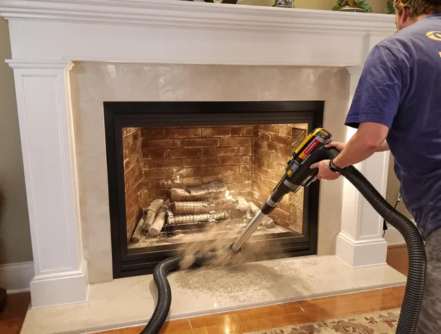 Fireplace cleaning performed by Monrovia Chimney Sweep in Monrovia, CA